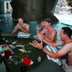 JASON BEAN/REVIEW-JOURNAL

pics of poolside swim up poker tables at the Tropicana's pool in las vegas on july 7, 2008.